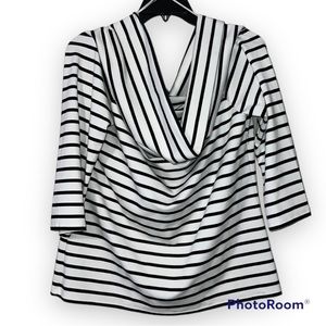 Anthropologie size XL womens striped cowl neck black and white off shoulder